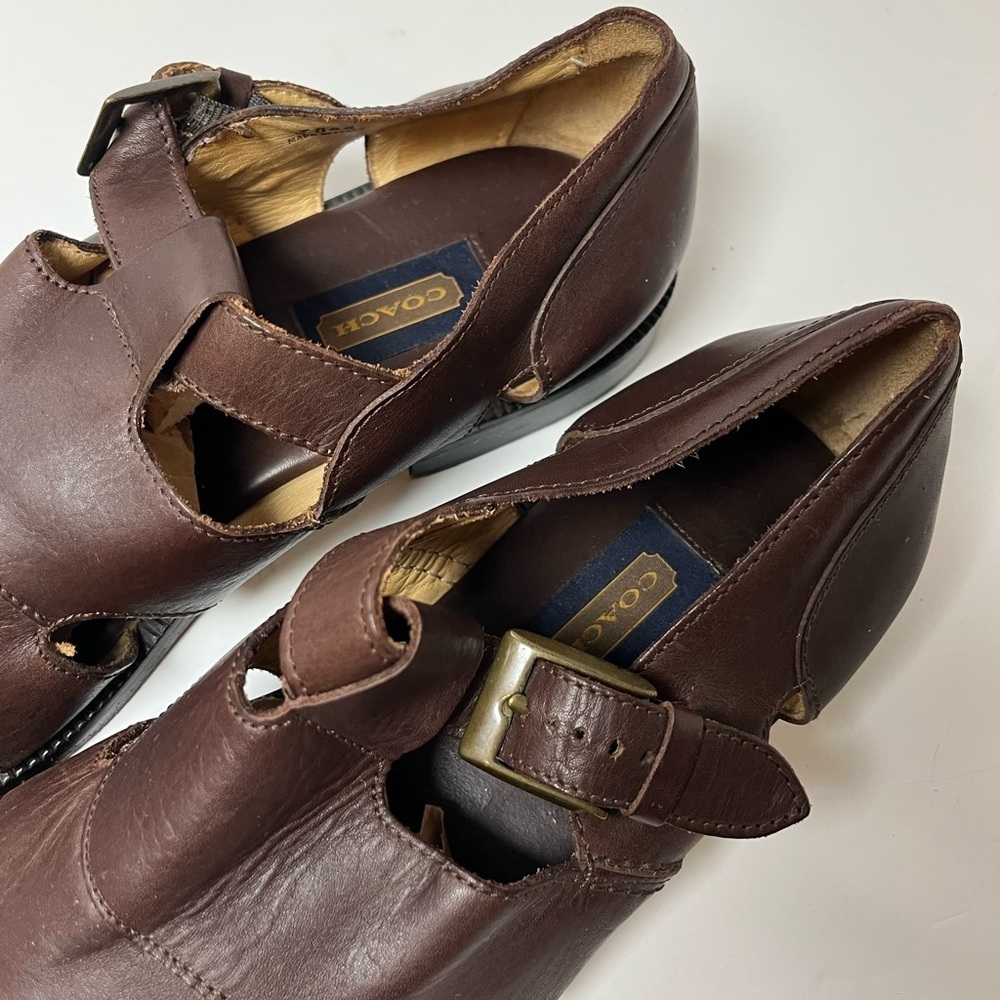 Coach Mens Dark Brown Leather Fisherman Sandals 11.5D - Picture 9 of 11